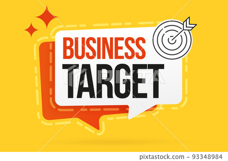 Business target concept banner. Planning presentation yellow and red sign. Marketing strategy success goal poster template vector illustration Business target concept banner. Planning presentation yellow and red sign. Marketing strategy success goal poster template vector illustration 93348984