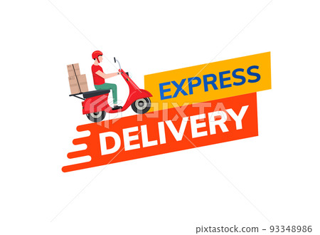 Express bike delivery scooter vector icon. Motorbike pizza fast food delivery free express shipment Express bike delivery scooter vector icon. Motorbike pizza fast food delivery free express shipment 93348986