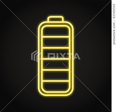 Neon battery icon in line style 93349305