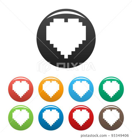 Pixel heart icons set color vector Pixel heart icons set color vector 93349406