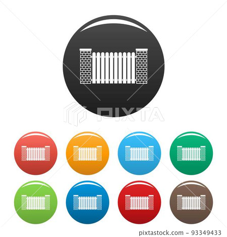 City fence icons set color vector City fence icons set color vector 93349433