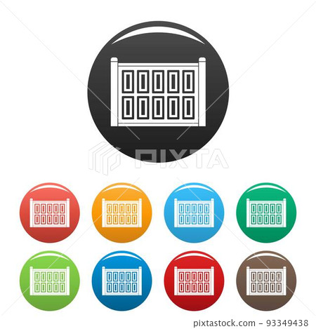 Concrete fence icons set color vector Concrete fence icons set color vector 93349438