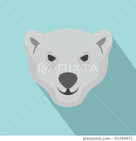 Hungry head of polar bear icon, flat style 93349471