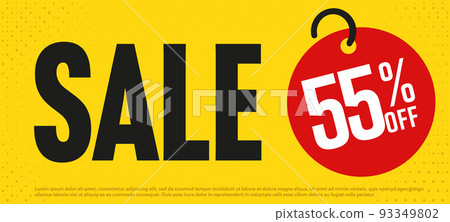 Sale banner template with 55 percent off price tag design. Discount promotion. Marketing sale. Special offer. Price clearance. Sale banner or label vector illustration 93349802