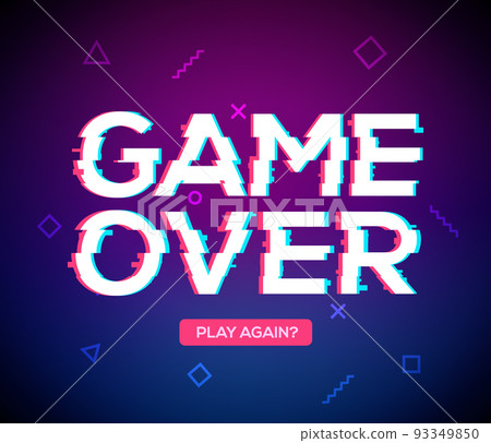 Game over screen glitch video retro pixel background. Game over glitch screen font effect Game over screen glitch video retro pixel background. Game over glitch screen font effect 93349850