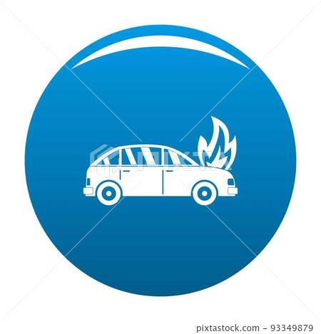 Burning car icon vector blue Burning car icon vector blue 93349879