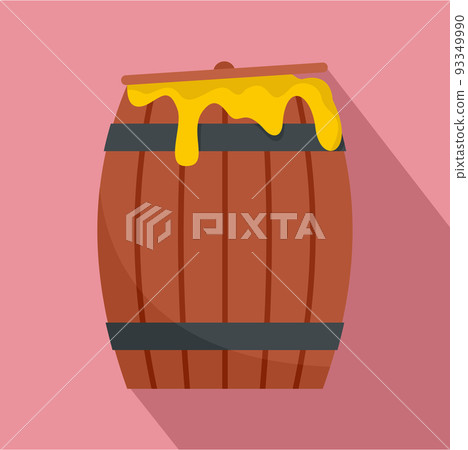 Wood honey barrel icon, flat style 93349990