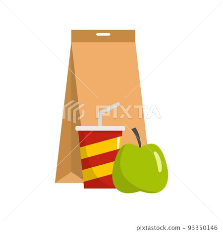 Packed lunch icon, flat style Packed lunch icon, flat style 93350146