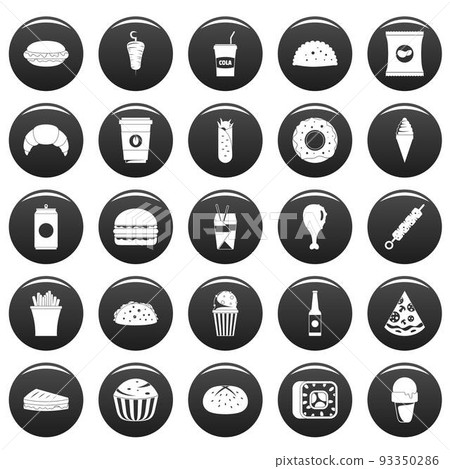 Fast food icons set vetor black 93350286
