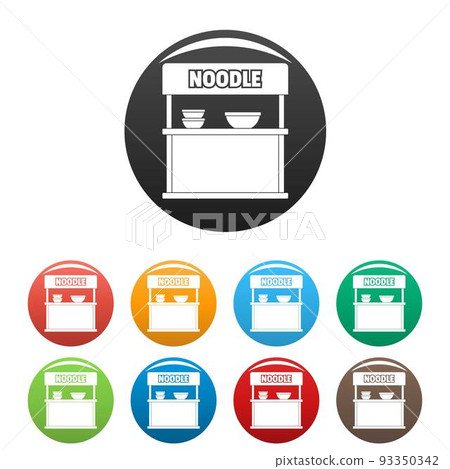 Noodle selling icons set color vector Noodle selling icons set color vector 93350342