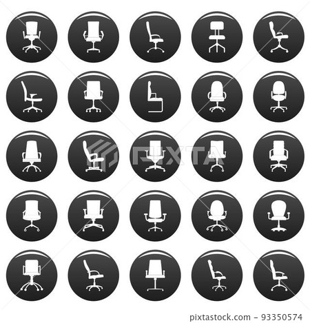 Office chair icons set vetor black - Stock Illustration [93350574] - PIXTA
