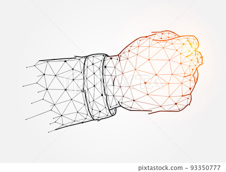 Fist. Fight gesture concept design. Abstract vector illustration of a fist symbolizing defense, resistance or strength on white background. 93350777