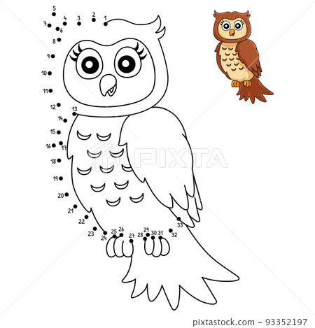 Dot to Dot Owl On A Tree Branch Coloring Page 93352197