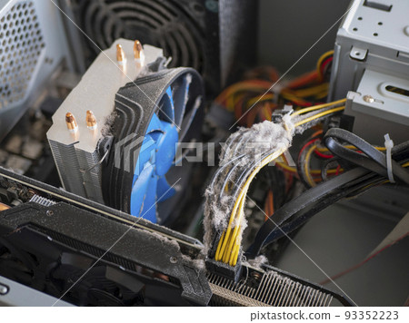 Dust build up inside computer. Computer's components are in danger of overheat 93352223