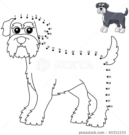 Dot to Dot Schnauzer Coloring Page for Kids 93352233