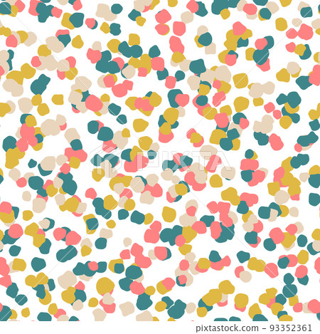 Seamless spray spots texture. Colorful grain background. Bright paint splash repeating pattern. Speckles effect. Splattered particles, splashes, drops wallpaper. Vector 93352361