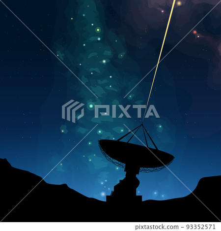 big telescope pointed to deep colorful space 93352571