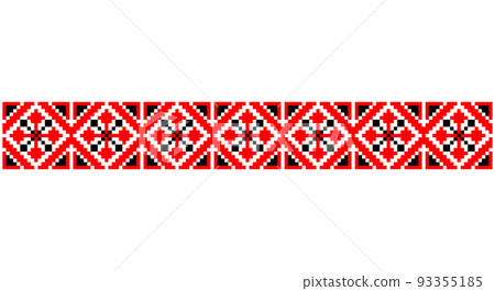 Embroidered good like old handmade cross-stitch ethnic Ukraine pattern. Ukrainian towel ornament, rushnyk called, vector. Embroidered good like old handmade cross-stitch ethnic Ukraine pattern. Ukrainian towel ornament, rushnyk called, vector. 93355185