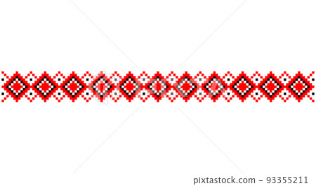 Embroidered good like old handmade cross-stitch ethnic Ukraine pattern. Ukrainian towel ornament, rushnyk called, vector. 93355211