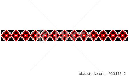 Embroidered good like old handmade cross-stitch ethnic Ukraine pattern. Ukrainian towel ornament, rushnyk called, vector. 93355242