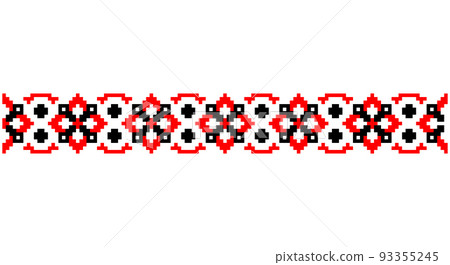 Embroidered good like old handmade cross-stitch ethnic Ukraine pattern. Ukrainian towel ornament, rushnyk called, vector. Embroidered good like old handmade cross-stitch ethnic Ukraine pattern. Ukrainian towel ornament, rushnyk called, vector. 93355245