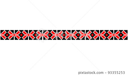 Embroidered good like old handmade cross-stitch ethnic Ukraine pattern. Ukrainian towel ornament, rushnyk called, vector. Embroidered good like old handmade cross-stitch ethnic Ukraine pattern. Ukrainian towel ornament, rushnyk called, vector. 93355253