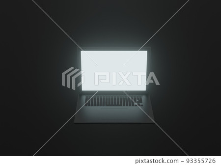 A notebook computer suitable for ghost stories with a glowing monitor in the dark A notebook computer suitable for ghost stories with a glowing monitor in the dark 93355726