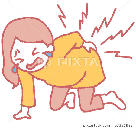 一名患有背痛/恥骨痛的孕婦的插圖 一名患有背痛/恥骨痛的孕婦的插圖 93355982