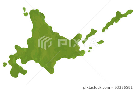 A map illustration of Hokkaido without main lines. There are islands such as Etorofu Island. 93356591
