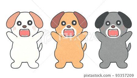 Surprised dog illustration outline = solid line & black 3 color set Surprised dog illustration outline = solid line & black 3 color set 93357209