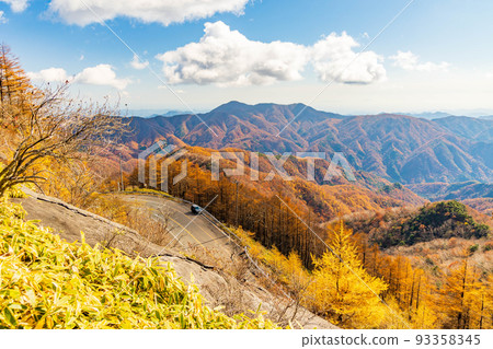 Autumn in Oku-Nikko, one of Japan's leading tourist destinations, view from Mt. Hangetsu in autumn colors Autumn in Oku-Nikko, one of Japan's leading tourist destinations, view from Mt. Hangetsu in autumn colors 93358345