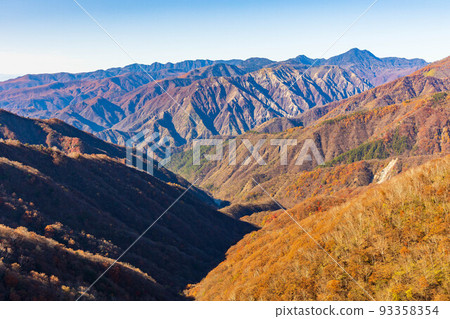 Autumn in Oku-Nikko, one of Japan's leading tourist destinations, view from Mt. Hangetsu in autumn colors Autumn in Oku-Nikko, one of Japan's leading tourist destinations, view from Mt. Hangetsu in autumn colors 93358354