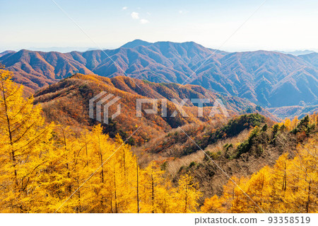 Autumn in Oku-Nikko, one of Japan's leading tourist destinations, view from Mt. Hangetsu in autumn colors Autumn in Oku-Nikko, one of Japan's leading tourist destinations, view from Mt. Hangetsu in autumn colors 93358519