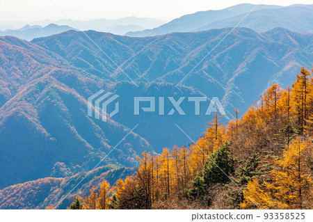Autumn in Oku-Nikko, one of Japan's leading tourist destinations, view from Mt. Hangetsu in autumn colors Autumn in Oku-Nikko, one of Japan's leading tourist destinations, view from Mt. Hangetsu in autumn colors 93358525