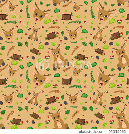 Deer cute animal seamless pattern 93359063