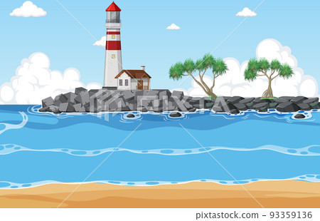 Lighthouse on the coast scene Lighthouse on the coast scene 93359136
