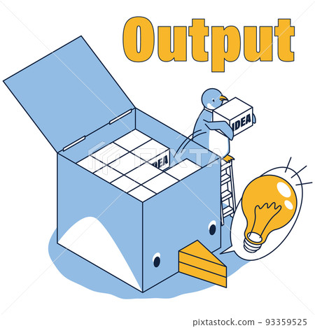 An isometric illustration that imaged the output of an idea 93359525