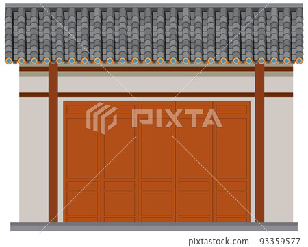 Chinese traditional architecture on white background 93359577