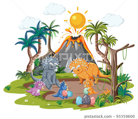 Isolated prehistoric forest with dinosaur 93359600