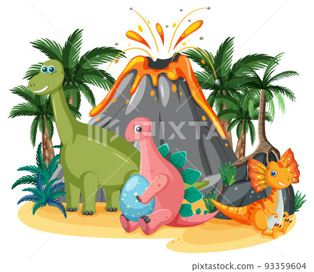 Isolated prehistoric forest with dinosaur Isolated prehistoric forest with dinosaur 93359604