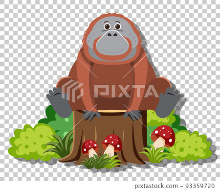 Cute orangutan in flat cartoon style - Stock Illustration [93359720] - PIXTA