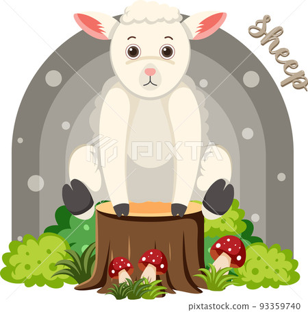 Cute sheep in cartoon flat style - Stock Illustration [93359740] - PIXTA