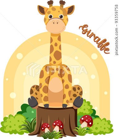 Cute giraffe in cartoon flat style Cute giraffe in cartoon flat style 93359758