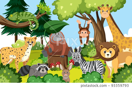 Cute wild animals in the forest 93359793