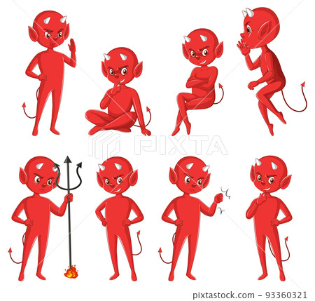 Devil cartoon character on white background 93360321