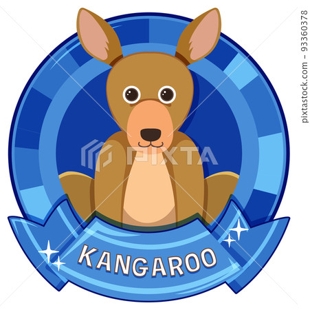 Cute kangaroo cartoon badge Cute kangaroo cartoon badge 93360378