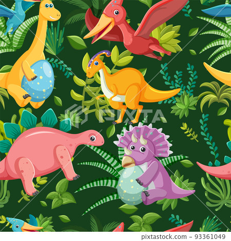 Cute dinosaur seamless pattern 93361049