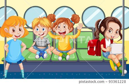 Inside bus with people cartoon 93361228