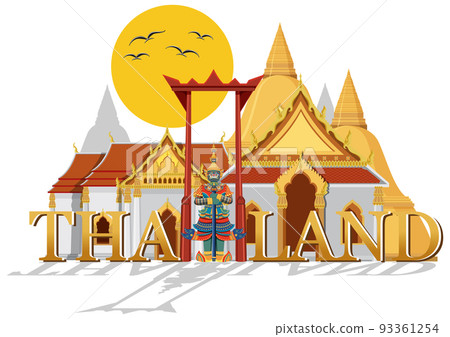 Bangkok Thailand Landmark Logo Banner 93361254