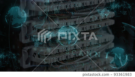 Image of data processing and globe over server...-插圖素材 [93361983] - PIXTA圖庫